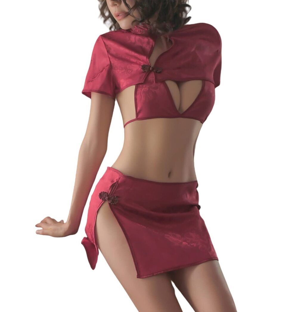 6709 Cheongsam Lingerie Set Chinese Sexy Qipao Anime Cosplay Costume Shirt